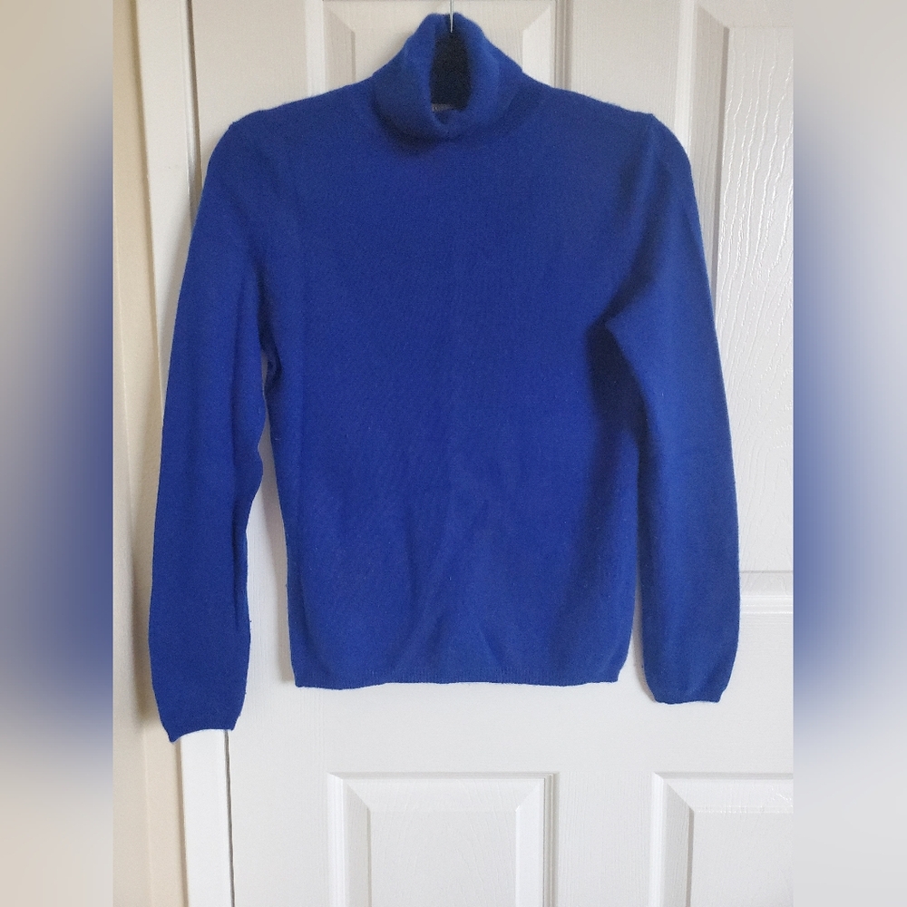 Blue Cashmere Turtleneck Sweater